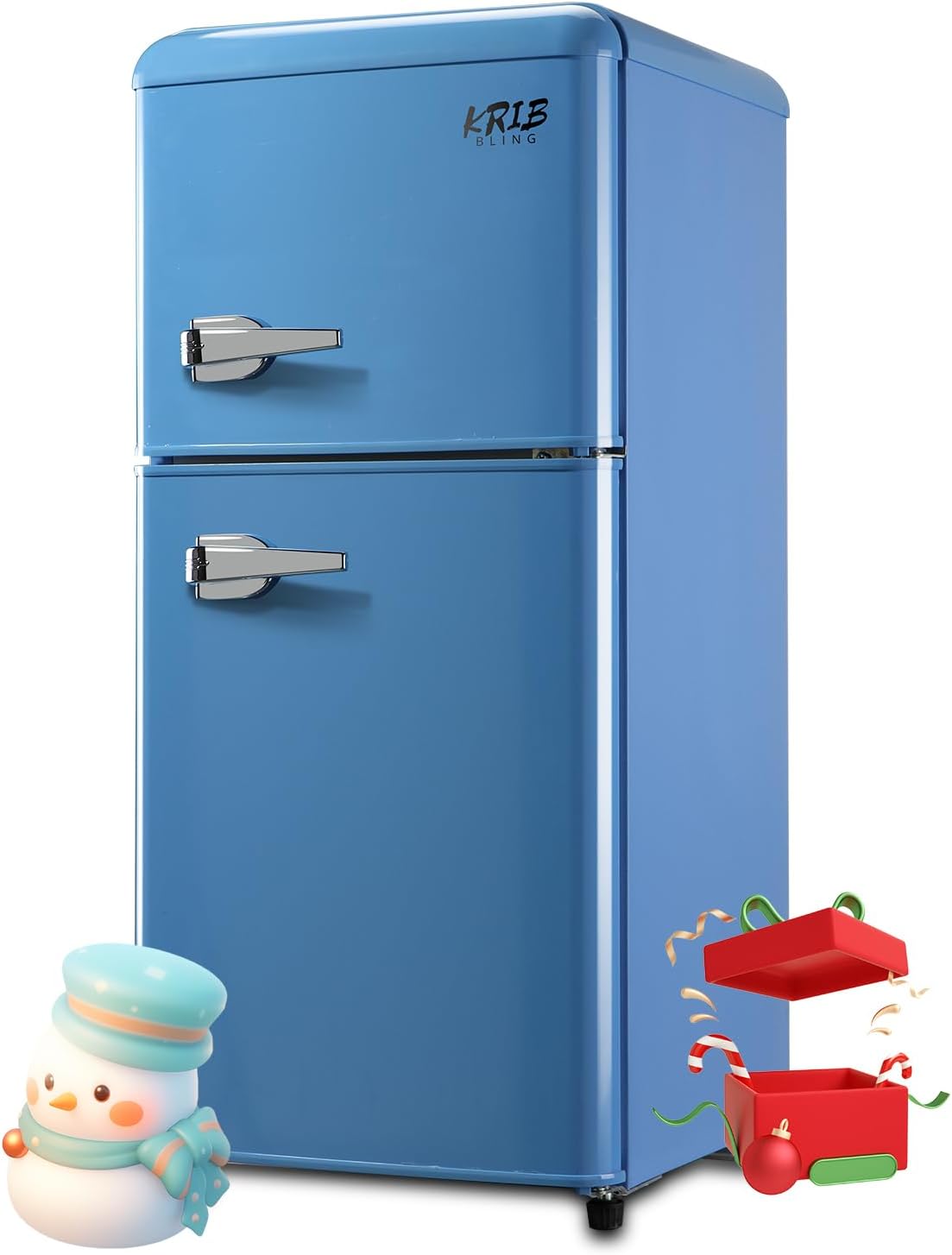 2 Door Mini Fridge,3.5 CU FT Removable Glass Shelves Small Drink Food, image size:1103x1454