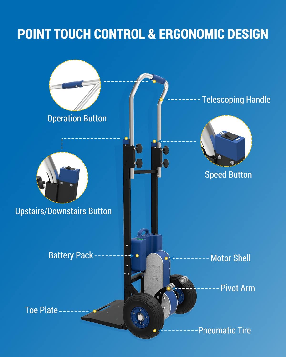 ZW4170DC Electric Stair Climbing Hand Trucks, 400W Motor 375