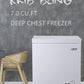 KRIB BLING 7.0 Cu.Ft Chest Freezer 7 Gears Temperature Control(-4°F to 6.8°F), with Two Removable Basket, for House, Kitchen, Garage, Basement, Shop