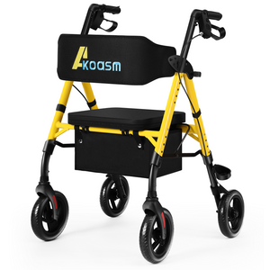 Lightweight Foldable Rollator Walkers for Seniors with Seat - Adult rolling walker with seat and brakes, 300 lb Capacity, All-Terrain 8" Big roller Wheels, Adjustable Handles and Seat Height